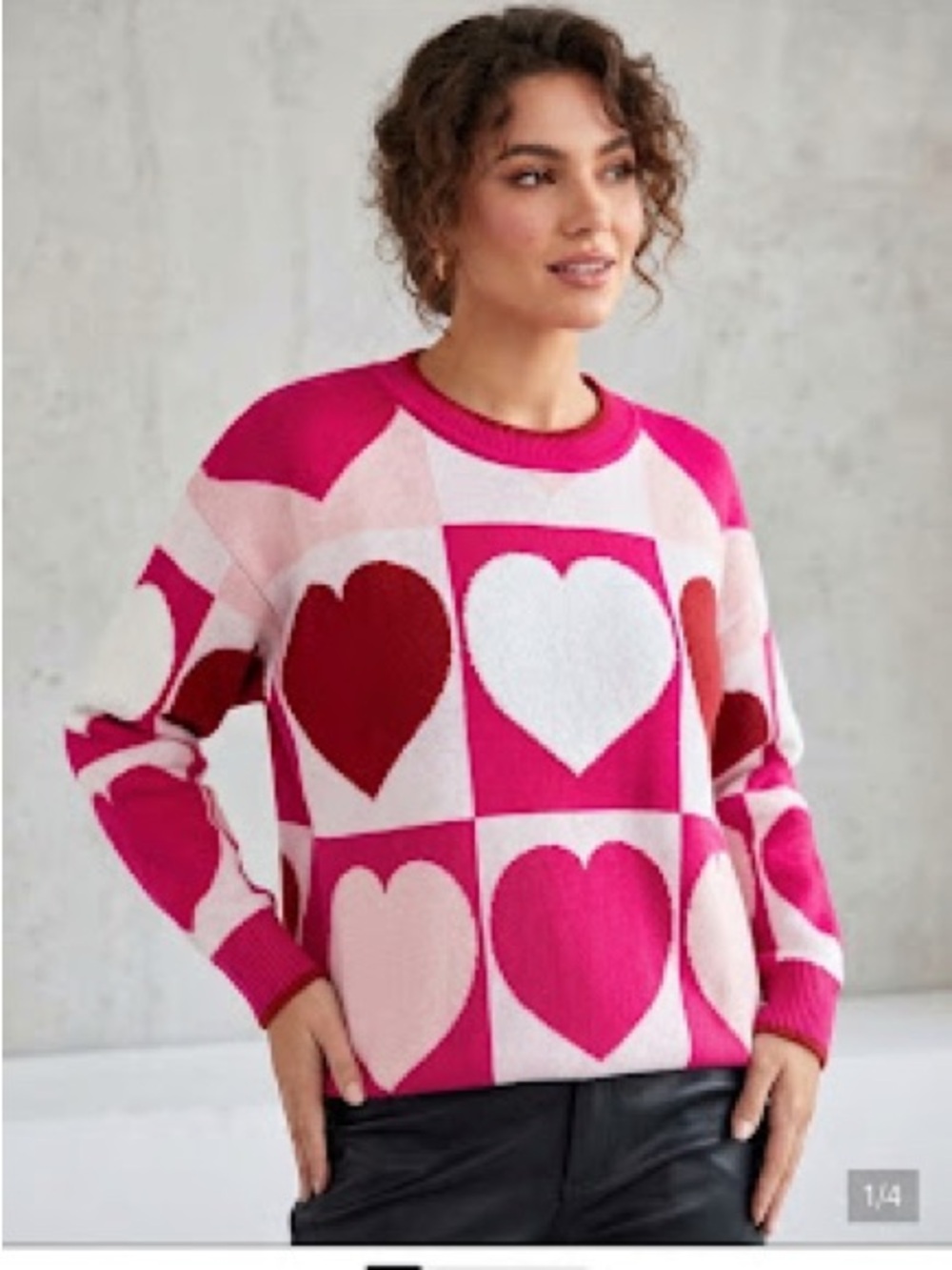 Rare*Andrea Sanchez Heart Sweater Columbian Designer High Quality Pink/white